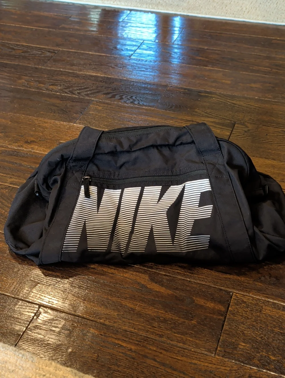 Nike Black Duffel with White Gradient Logo